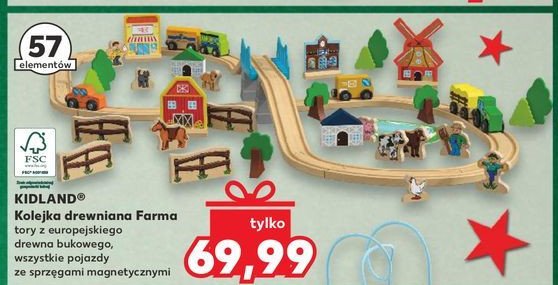 Kolejka drewniana farma 57 el. Kidland promocja w Kaufland