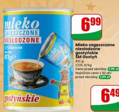Mleko zagęszczone niesłodzone gostyńskie  promocja w Dino