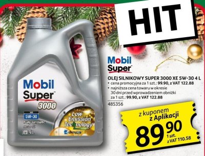 Olej silnikowy Mobil Super OLEJ SILNIKOWY SUPER 3000 XE 5W-30 4 L promocja w Selgros