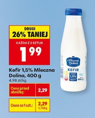Kefir 1,5% Mleczna Dolina, 400 g promocja w Biedronka