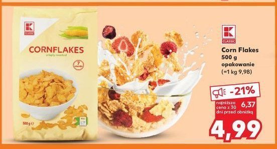 Płatki śniadaniowe corn flakes K-classic promocja w Kaufland