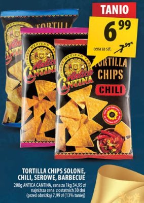 Chipsy Tortilla chips solone chili, serowe, barbecue 200g promocja w Arhelan