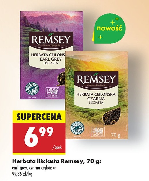 Herbata cejlońska earl grey Remsey promocja w Biedronka