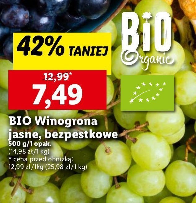 Winogrona jasne Bio organic promocja