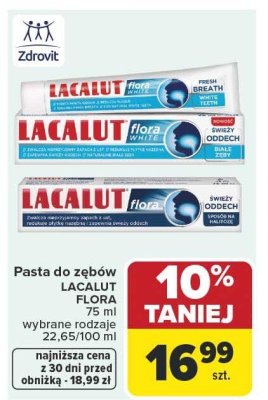 Pasta do zębów LACALUT FLORA 75 ml wybrane rodzaje promocja w Carrefour Market