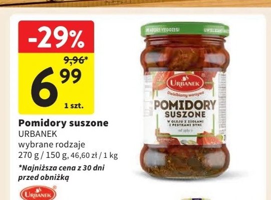 Pomidory suszone w oleju ziołowym z pestkami dyni Urbanek promocja