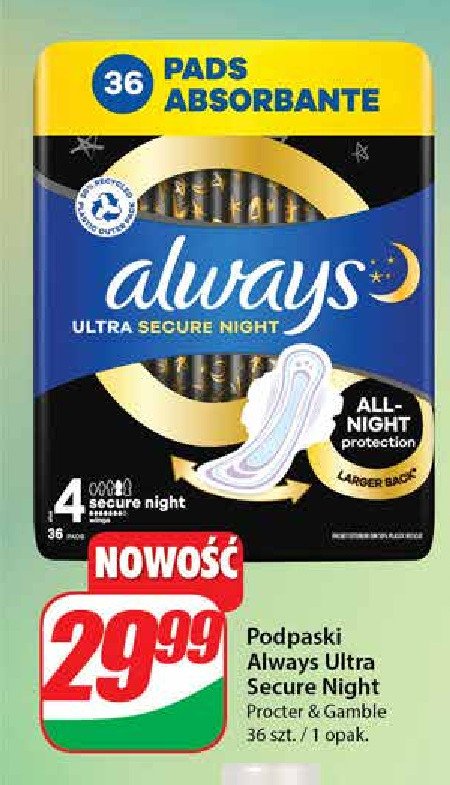 Podpaski secure night Always ultra promocja