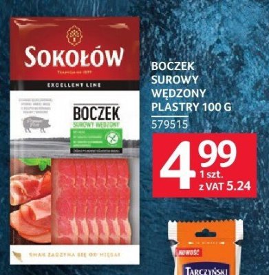 Boczek surowy wędzony plastry Sokołów 100 g promocja w Selgros