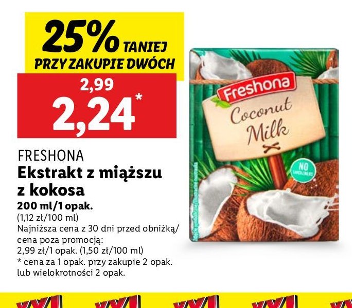 Mleczko kokosowe Freshona promocja