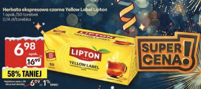 Herbata ekspresowa czarna Yellow Label Lipton promocja w Delikatesy Centrum