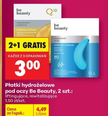 Płatki hydrożelowe pod oczy Be Beauty, 2 szt. rewitalizujące promocja w Biedronka