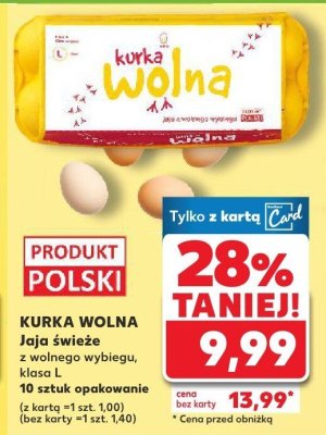 Jaja świeże z wolnego wybiegu, klasa L 10 szt. promocja w Kaufland