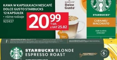 Kawa w kapsułkach Starbucks Nespresso 10 kapsułek różne rodzaje promocja w Selgros
