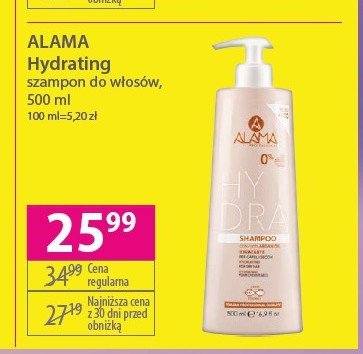 Szampon do włosów Alama hydrating promocja