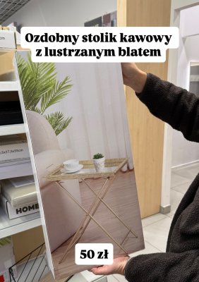 Ozdobny stolik kawowy z lustrzanym blatem promocja w Pepco