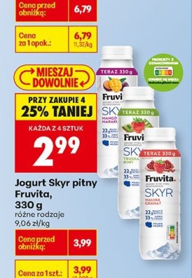 Jogurt Skyr pitny Fruvita, 330 ml promocja w Biedronka
