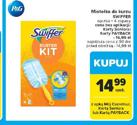 Duster kit rączka + 4 miotełki Swiffer promocja w Carrefour