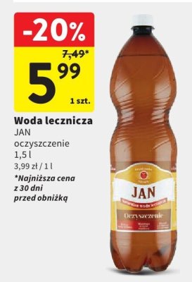 Woda lecznicza JAN oczyszczenie promocja w Intermarche