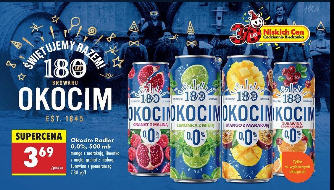 Piwo Okocim żurawina z pomarańczą 0% promocja w Biedronka