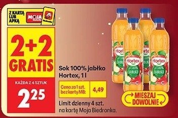 Sok 100% jabłko, 1 l 2+2 GRATIS promocja w Biedronka