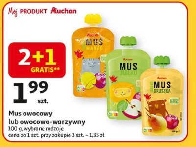 Mus jabłko-mango Auchan różnorodne (logo czerwone) promocja