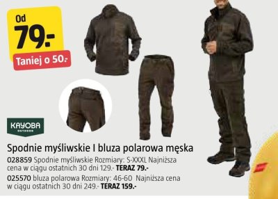 Spodnie myśliwskie i bluza polarowa męska promocja w Jula