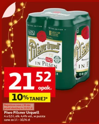 Piwo Pilsner Urquell 4,4% vol. promocja w Auchan