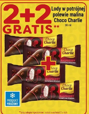 Lody w potrójnej polewie malina Choco Charlie 90 ml promocja w POLOmarket