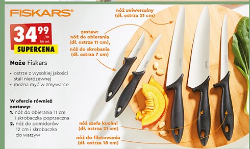 Nóż do pomidorów 12 cm + skrobaczka do warzyw Fiskars promocja