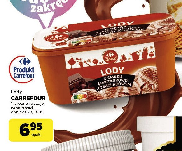 Lody śmietankowo-czekoladowe Carrefour promocja w Carrefour Market