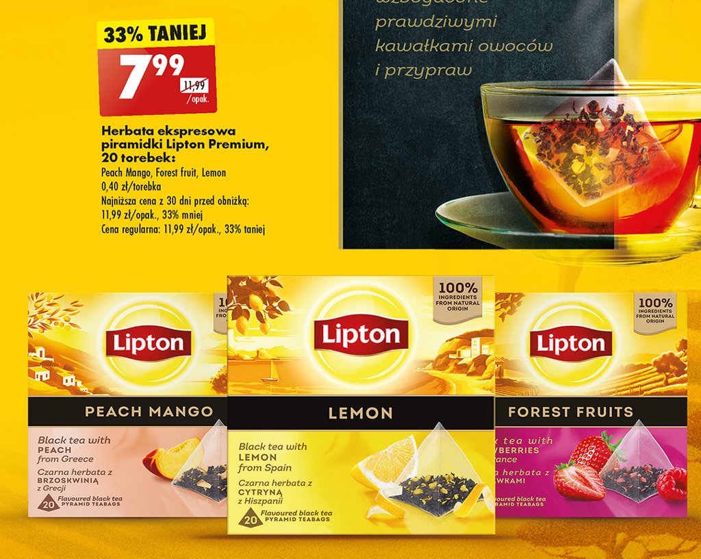 Herbata lemon Lipton fruit infusion promocja w Biedronka