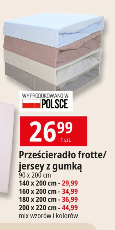 Prześcieradło frotte z gumką 220 x 200 cm promocja