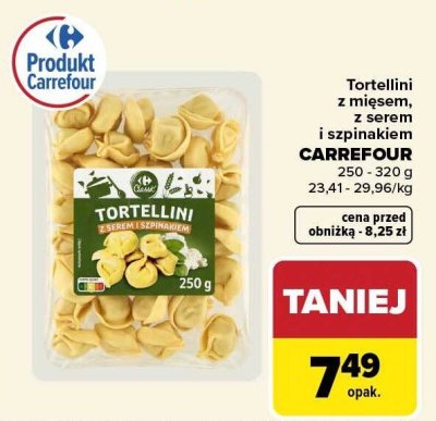 Tortellini z mięsem, z serem i szpinakiem CARREFOUR promocja w Carrefour Market
