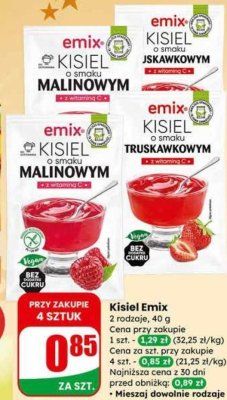 Kisiel Emix o smaku truskawkowym promocja w Dino