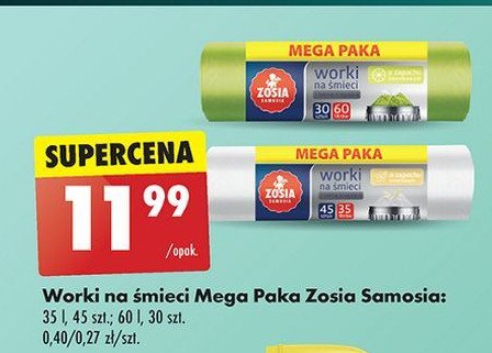 Worki na śmieci 60 l z taśmą ściągającą Zosia samosia promocja