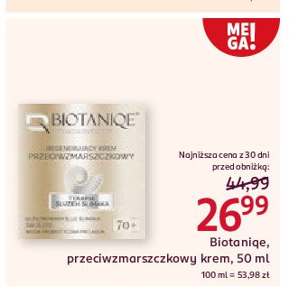 Krem przeciwzmarszczkowy 70+ Biotaniqe snail repair therapy promocja