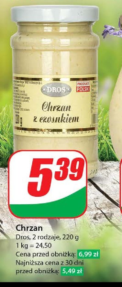 Chrzan z czosnkiem Dros promocja
