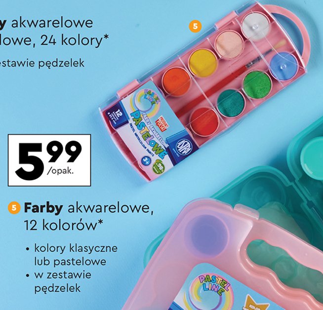 Farby akwarelowe paleta 12 kolorów + pędzelek Astra promocja