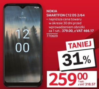 Smartfon NOKIA C12 DS 2/64 promocja w Selgros