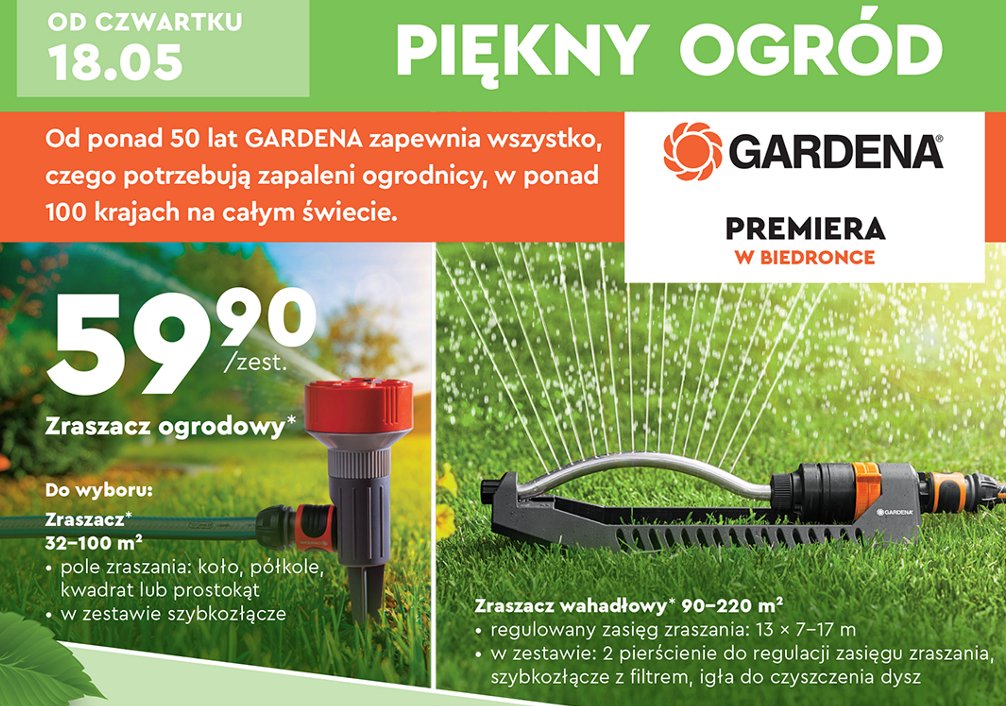 Zraszacz ogrodowy 9-220 m2 Gardena promocja
