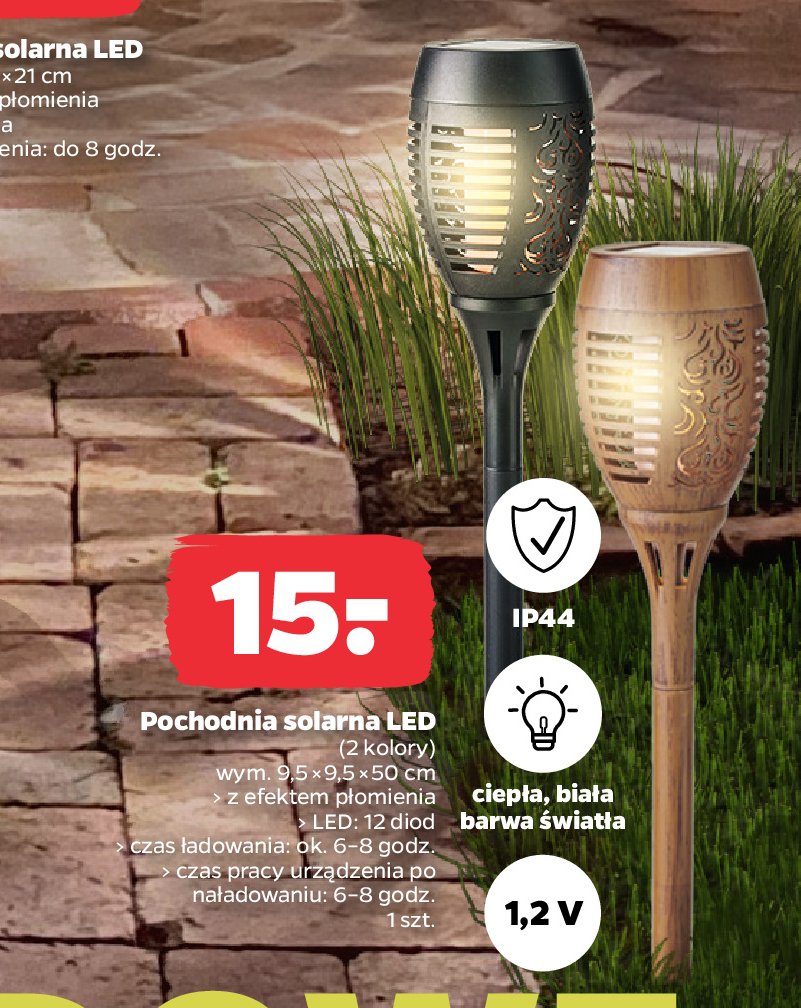 Pochodnia led 9.5 x 9.5 x 50 cm promocja w Netto
