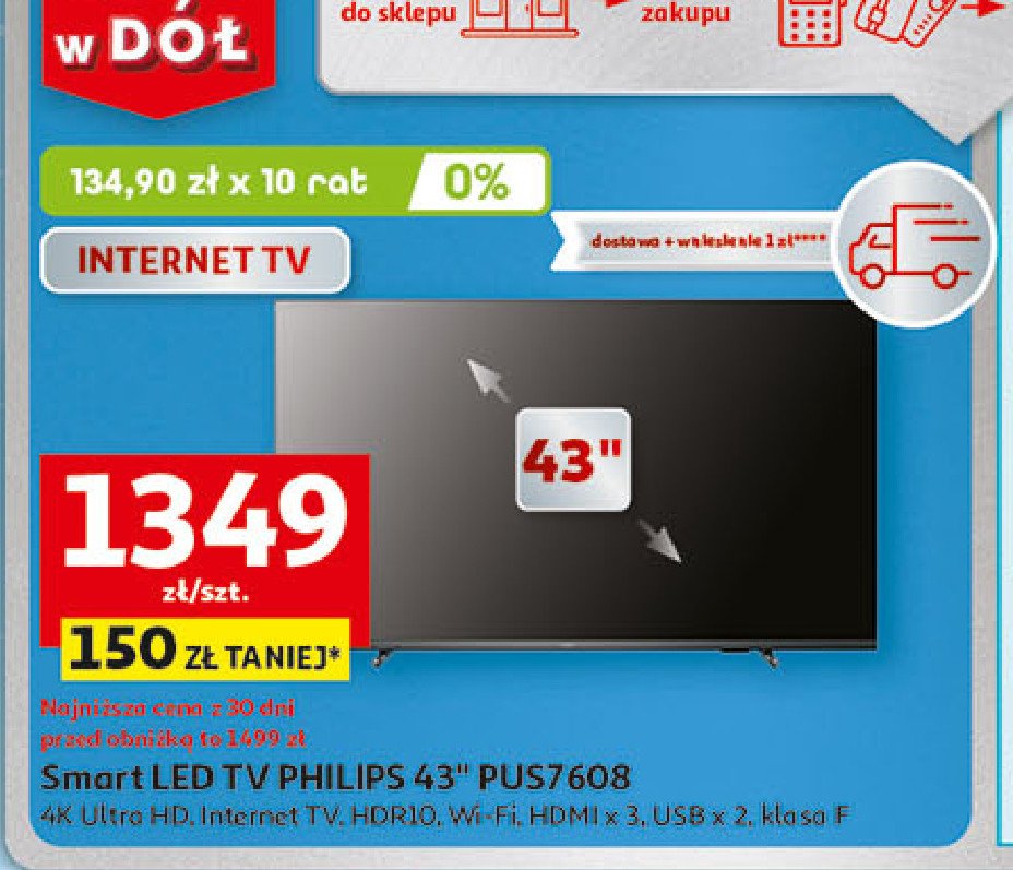 Telewizor 43'' 43pus7608/12 Philips promocja