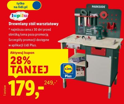 Drewniany stół warsztatowy Playtive promocja w Lidl