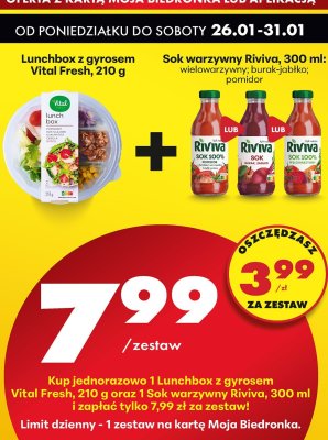 Zestaw: Lunchbox z gyrosem Vital Fresh + Sok warzywny Riviva  promocja w Biedronka