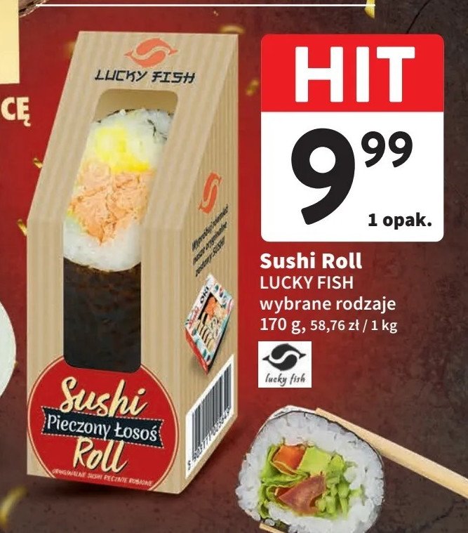 Sushi roll pieczony łosoś Lucky fish promocja