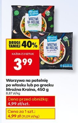 Warzywa na patelnię po włosku lub po grecku Mroźna Kraina, 450 g promocja w Biedronka