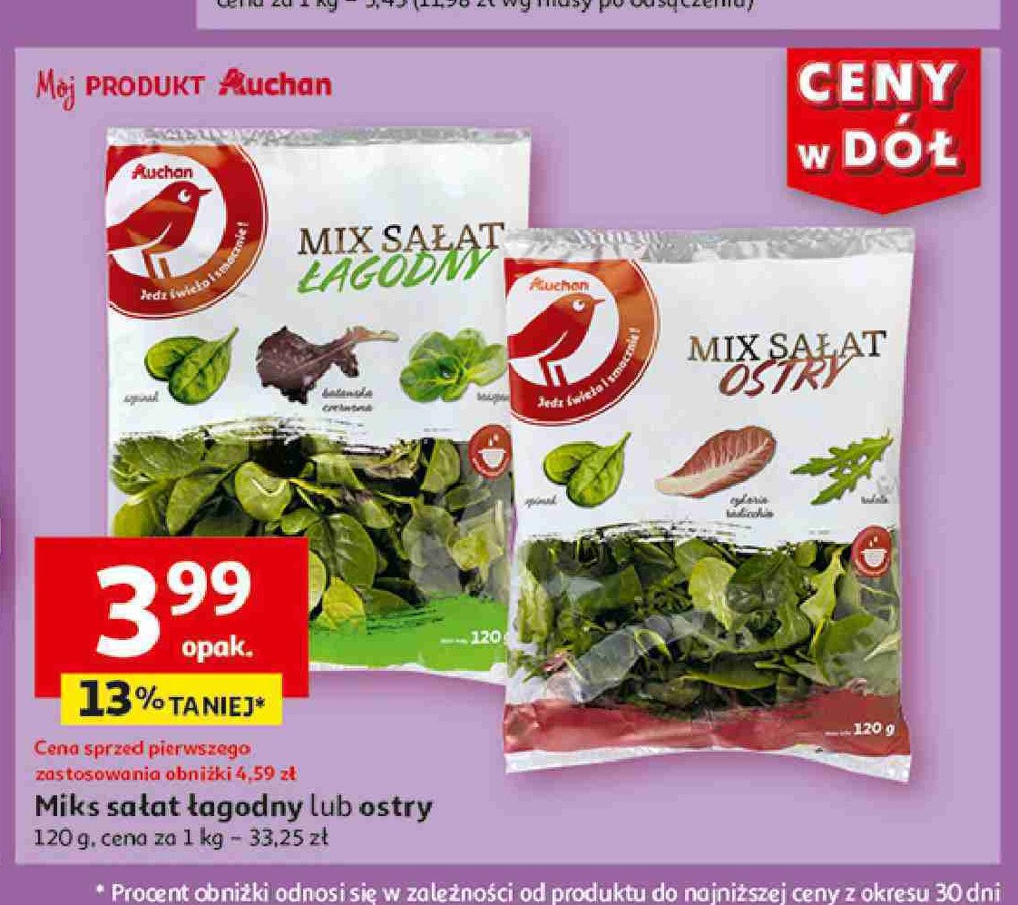 Mix sałat łagodny Auchan promocja