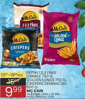 Frytki 1-2-3 fries crankie 750g, frytki cienkie, crispers ziemniaczki 500g McCain promocja w Wafelek