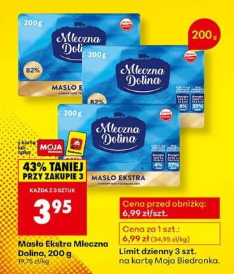 Masło Ekstra Mleczna Dolina, 200 g promocja w Biedronka