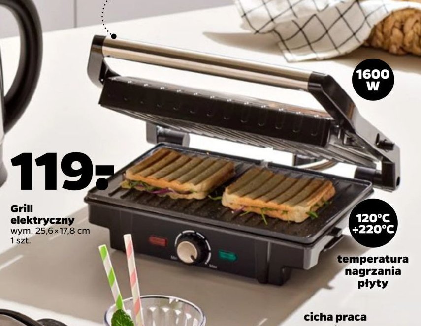 Grill elektryczny 1600 w Łucznik promocja w Netto